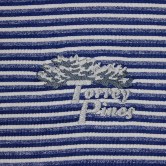 Cutter & Buck Polo Shirt Mens XL Blue/White Stretch S/S Golf Torrey Pines Logo - Picture 7 of 14